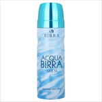 a blue bottle of deodorant spray on a white background