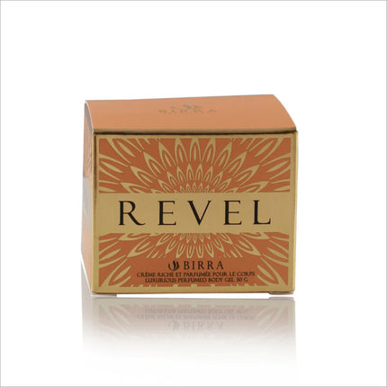 Close-up view of Birra Revel 30 Grams showing the fragrance notes including citrus notes.