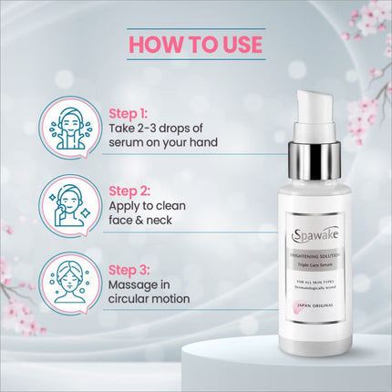 Dermatologically tested Spawake Face Serum, a brightening face serum formulated to suit all skin types and enhance complexion.