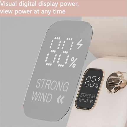 C06 portable usb rechargeable mini fan with gray magnetic charger pad displaying 88% battery and strong wind mode