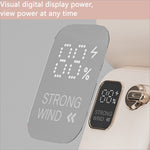 C06 portable usb rechargeable mini fan with gray magnetic charger pad displaying 88% battery and strong wind mode
