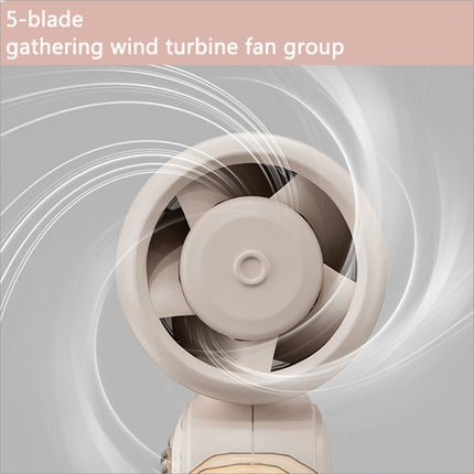 Beige c06 portable usb rechargeable mini fan with 5 blade high speed 100 levels adjustment and digital display