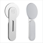 Silver magnetic phone holder with circular suction cup base sleek minimalist design car magnetic phone easy install