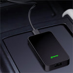 Black carlinkit 2air-oem-bk wireless android auto carplay adapter with green logo and usb port for wireless carplay use