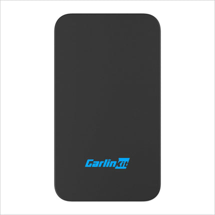 Black rectangular matte portable charger with carlinkit logo for wireless android auto and wireless carplay adapter dongle