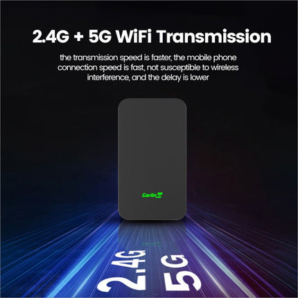 Black rectangular wireless router with green carlin logo for carlinkit 2air-oem-bk wireless android auto and wireless carplay adapter