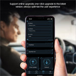 Black smartphone showing carlinkit 2air-oem-bk wireless android auto carplay adapter with blue ui for wireless carplay