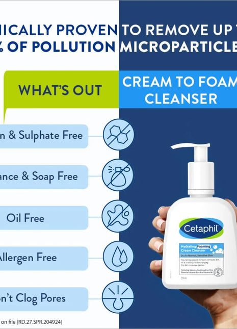 Cetaphil Hydrating Face Wash Cream to Foam Cleanser 236ml -