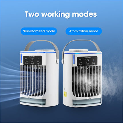 White handheld cf-008 mini air cooler with water tank and pull-out condensate collection for summer home use