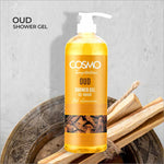 Instructions for using COSMO Temptation Shower Gel - Oud, a nourishing oud shower gel that gently cleanses and revitalizes the skin.