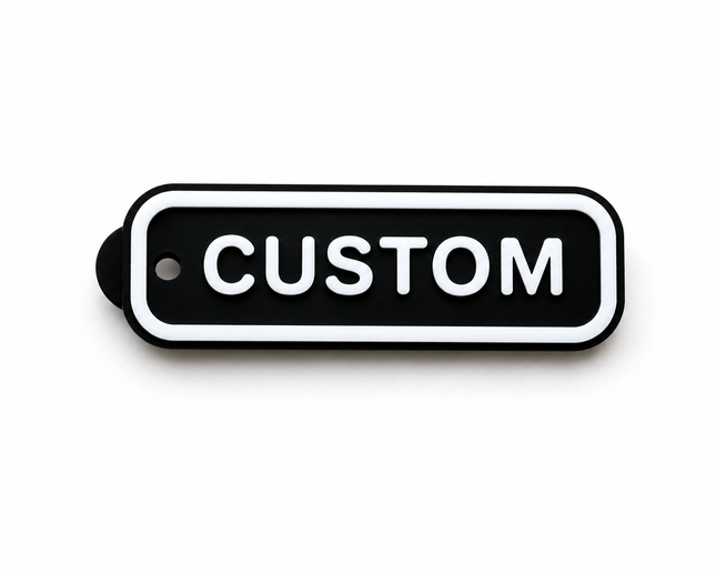 Custom personalized black and white name keychain