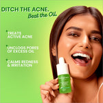 An open bottle of Dot & Key 2% Salicylic Acid + Cica Anti Acne Serum with Zinc, designed for flawless skin. The ultimate salicylic acid serum for acne and dark spots.