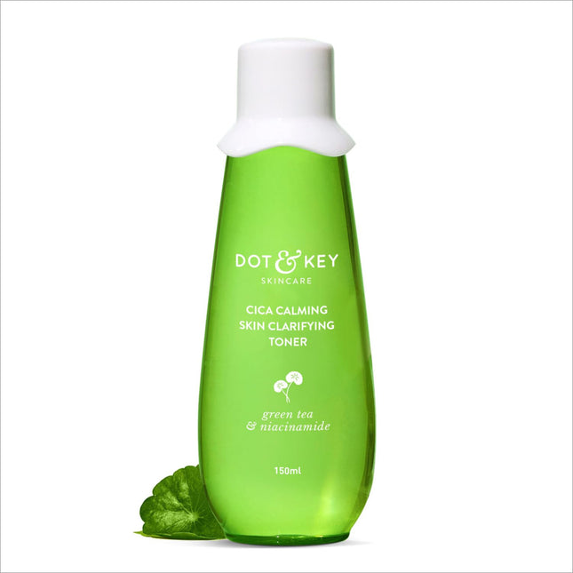 Dot & Key Cica Calming Skin Clarifying Toner with Green Tea & Niacinamide, ideal calming toner for sensitive skin, promotes clarifying and soothing properties, 150ml