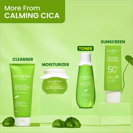 Dot & Key Cica Calming Skin Clarifying Toner powered by Green Tea & Niacinamide, your go-to calming toner for sensitive skin, helps with oily and acne-prone skin, 150ml