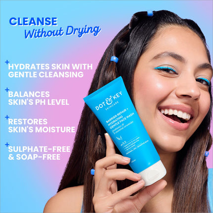 DOT & KEY Hydrating Face Wash - Probiotic infused cleanser promoting hydration for dry and sensitive skin types.