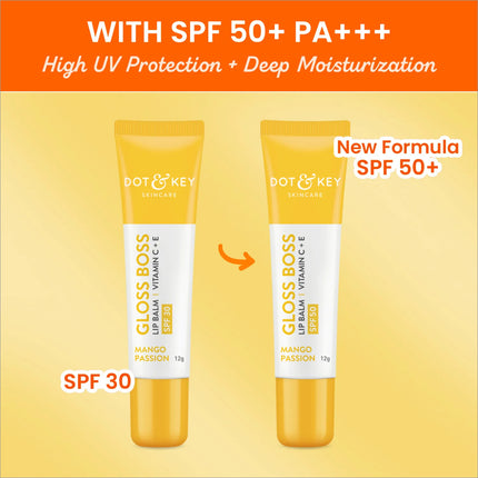 Close-up of Dot & Key Mango Passion lip balm demonstrating its luscious texture, ideal for cracked lips with a infusion of mango flavor lip balm.