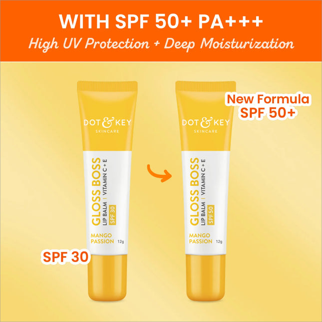 Close-up of Dot & Key Mango Passion lip balm demonstrating its luscious texture, ideal for cracked lips with a infusion of mango flavor lip balm.