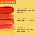 Dot & Key Mango Passion Lip Balm open, revealing its rich formula and vibrant tint, ideal for nourishing cracked lips with a mango flavor lip balm.