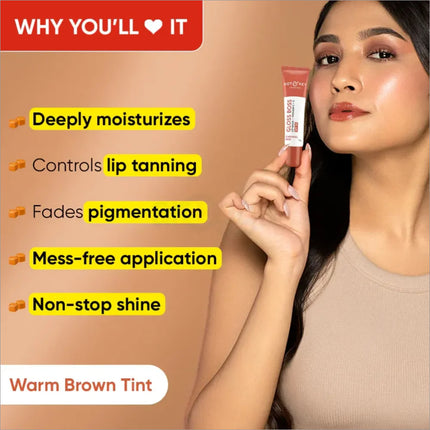 Packaging of Dot and Key Gloss Boss Vitamin C + E Lip Balm, featuring its properties as a moisturizing lip balm with SPF 30 for lip protection.