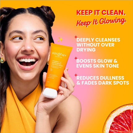 Close-up of DOT & KEY Vitamin C + E Super Bright Gel Face Wash, showcasing the smooth gel texture designed for effective cleansing.