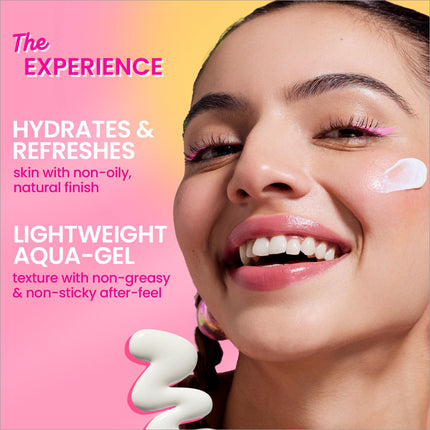 DOT & KEY Watermelon Cooling Sunscreen SPF 50+ PA++++ applied on a model's skin illustrating the instant cooling effect and lightweight feel of the sunscreen.