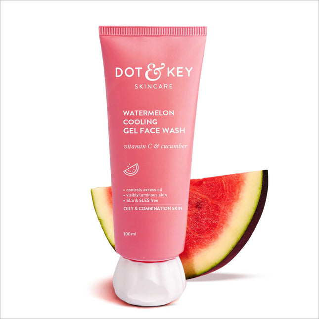 Dot & Key Watermelon Cooling Gel Face Wash With Vitamin C & Cucumber - Ideal watermelon face wash for glowing skin.
