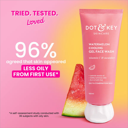 Dot & Key Watermelon Cooling Gel Face Wash - Refreshing watermelon face wash with cucumber for oily skin.