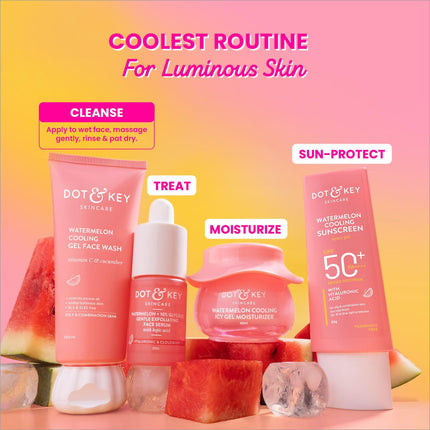 Usage instructions for Dot & Key Watermelon Cooling Gel Face Wash - Step-by-step guide for the perfect watermelon face wash.