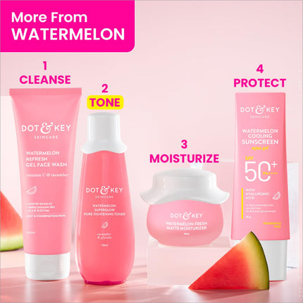 Dot & Key Watermelon SuperGlow Glycolic Face Pore Tightening Toner - Infused with glycolic acid for effective pore tightening and glowing results.