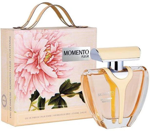ARMAF MOMENTO FLEUR Eau de Parfum - 100 ml for Women, a luxurious floral eau de parfum featuring sweet fruity top notes and romantic floral heart notes.