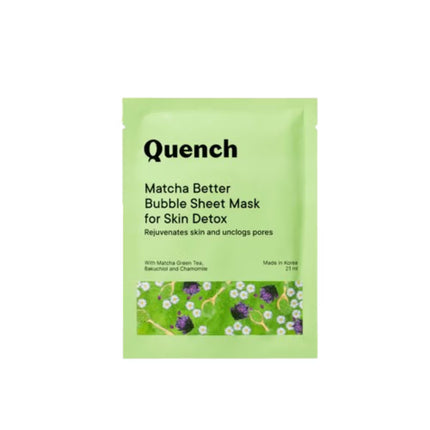 Quench Korean Bubble Sheet Mask with Matcha Green Tea product image 1 showcasing the mask packaging.