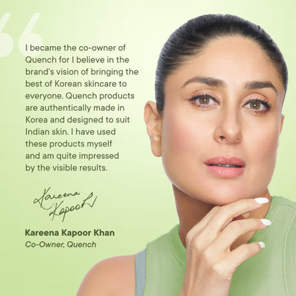 Close-up of Quench Korean Bubble Sheet Mask with Matcha Green Tea highlighting its bubbly texture.