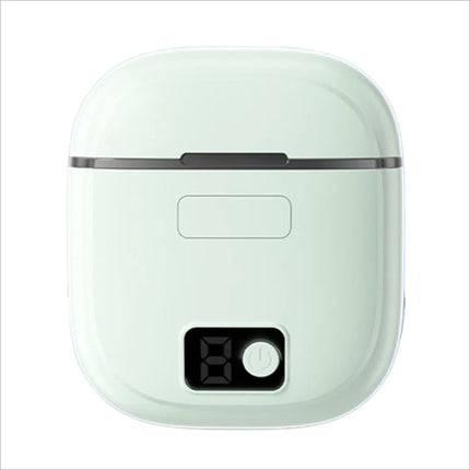 Mint green wireless earbud charging case with black trim for electric nail trimmer with 3 adjustable gears and usb charging