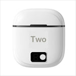 White electric nail trimmer charging case with black trim digital display and power button for adjustable nail clipper