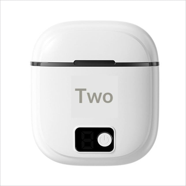 White electric nail trimmer charging case with black trim digital display and power button for adjustable nail clipper