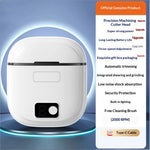 White sleek electric nail trimmer head with black accent and digital display for adjustable 3 gear automatic clipping
