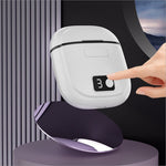 White electric nail trimmer case with sleek rounded design and black trim for adjustable usb rechargeable use