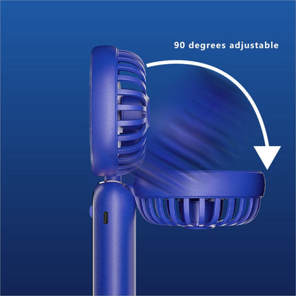Blue 90-degree adjustable handheld fan with sleek plastic design featuring 100 wind speeds f188 portable usb rechargeable