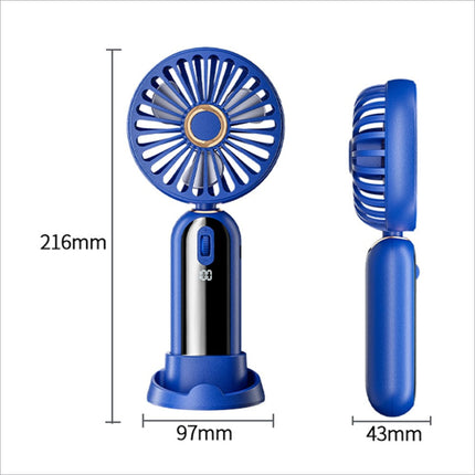 Blue f188 portable usb rechargeable handheld fan with circular blade guard and 100 wind speeds for summer use