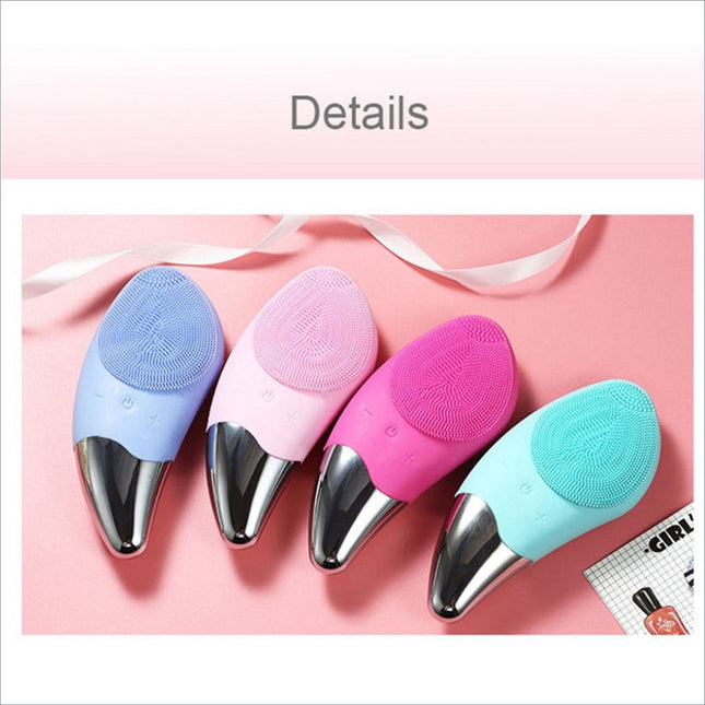Four colorful silicone facial cleansing brushes with soft bristle heads in pastel tones for deep cleansing beauty care