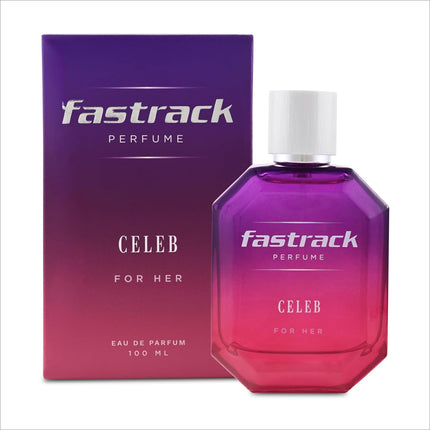 Fastrack Perfume Celeb is a long lasting perfume for women in a stunning 100ml EDP bottle, featuring notes of Pink Pepper, Praline, and White Musk, crafted in France.