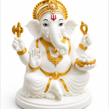 Ganpati white marble idol