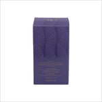 Back view of Glimpse EDP packaging by BIRRA, detailing the ingredients and information in a vibrant purple design.