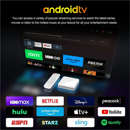 White h96max h313 android tv box with sleek minimalist design 2+16gb wifi 6 bluetooth 4k ultra hd streaming device