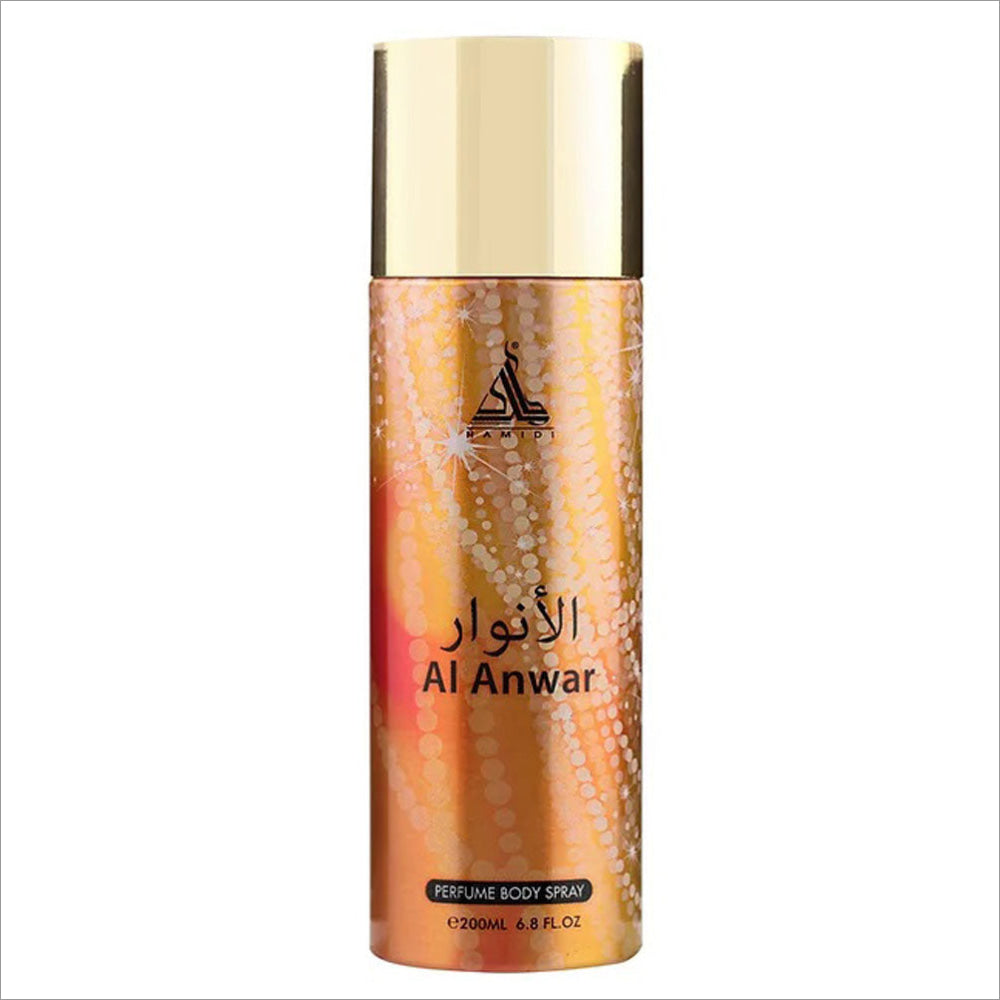 a bottle of al anwar deodorant on a white background
