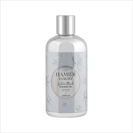 HAMIDI White Musk Shower Gel 500ml, a luxurious body wash for all skin types with an elegant soft musk fragrance ideal for everyday use.
