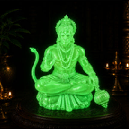 Hanuman Ji glow in dark green color magical luminescent idol - Rubnic Craft