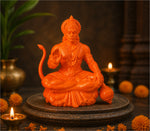 Vibrant orange hanuman ji idol with crown and beaded necklace 3d printed bajrangbali murti for home temple