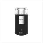 a close up of a black and silver device