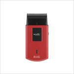 a red and black shaver on a white background